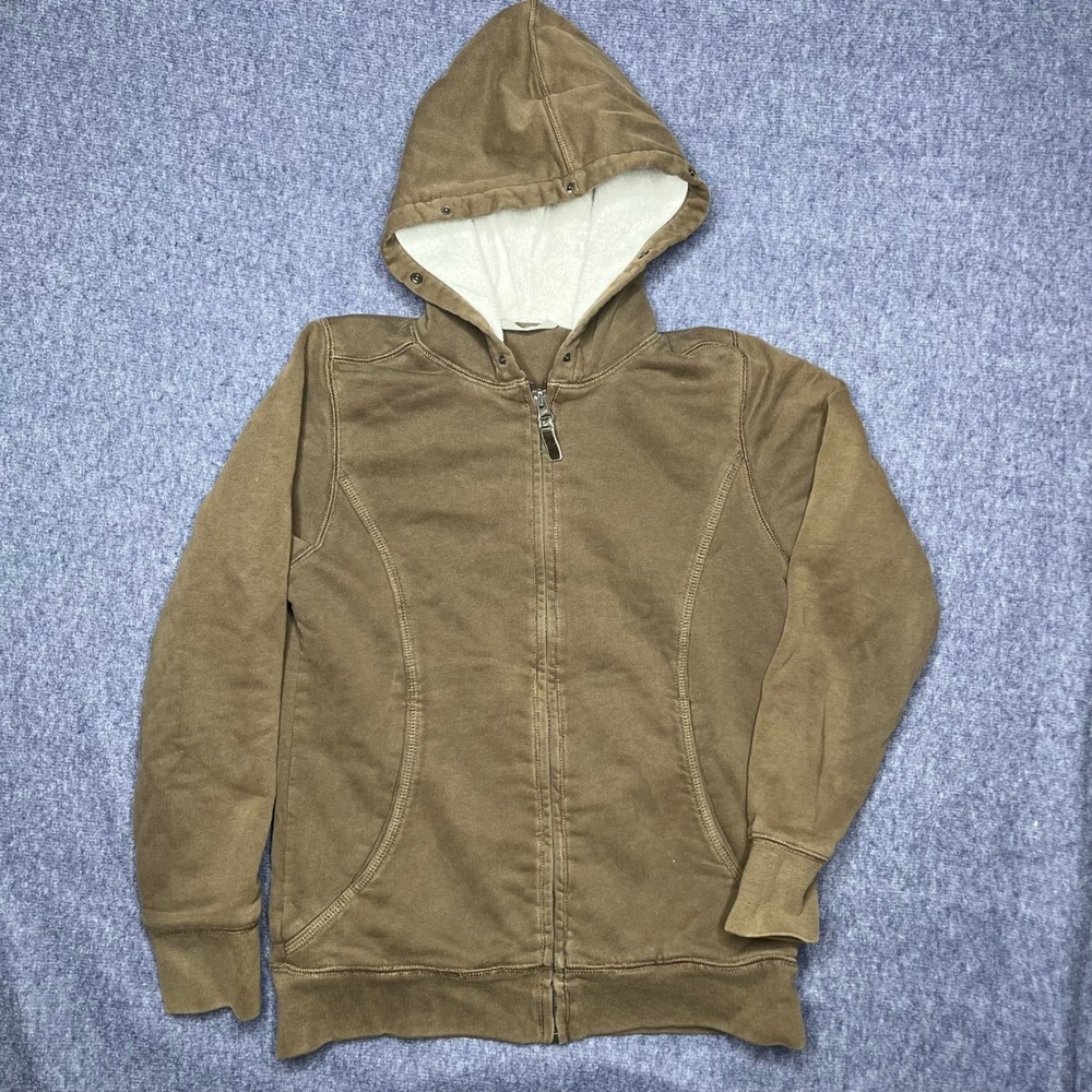 LL Bean Kids Brown Faux Shearling Lined Full Zip Hoodie